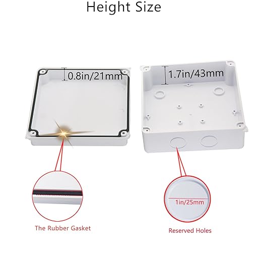 Junction Box, Reserved Holes Electrical Boxes Waterproof IP65 ABS Plastic Electrical Power Cord Enclosure Project Box White 5.9 x 5.9 x 2.8 inch(150x150x70mm)