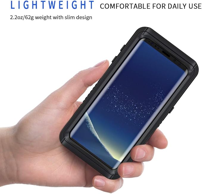 Lanhiem for Samsung Galaxy S8 Case, IP68 Waterproof Dustproof Case with Built-in Screen Protector, Rugged Full Body Shockproof Protective Phone Cover for Galaxy S8 (Black)