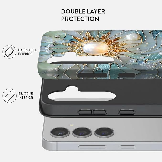 Compatible for Samsung Galaxy A16 5G Case, Dual Layer Heavy Duty 2 in 1 Shockproof Protective Phone Case,Sun Waves Pearl