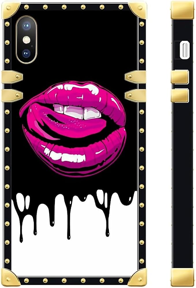 Compatible with iPhone XR Case, Black White Red Slap Sexy Luxury Golden Decoration for Girl Women Soft TPU Shockproof Protective Hard PC Back for iPhone XR