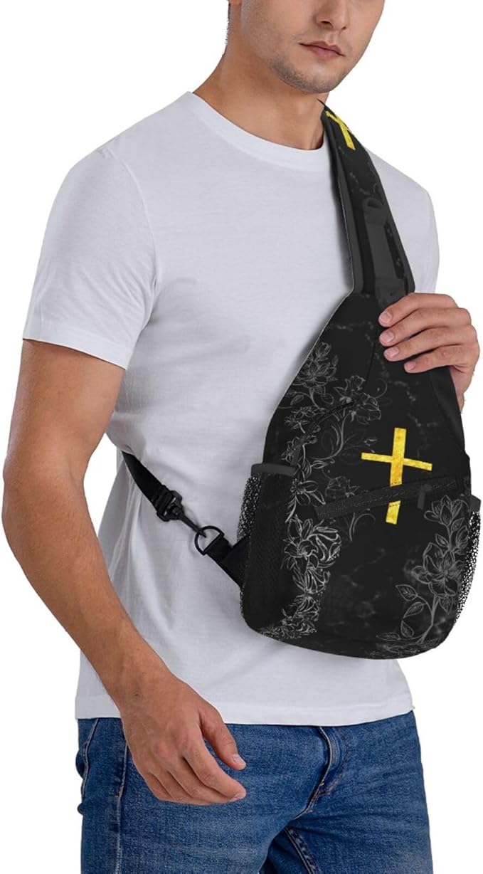 Jesus Christian Cross Sling Bag For Women Men Fashion Backpack Crossbody Jesus Cross Shoulder Bag Sling Backpack Chest Bag Travel Hiking Casual Sport Daypack