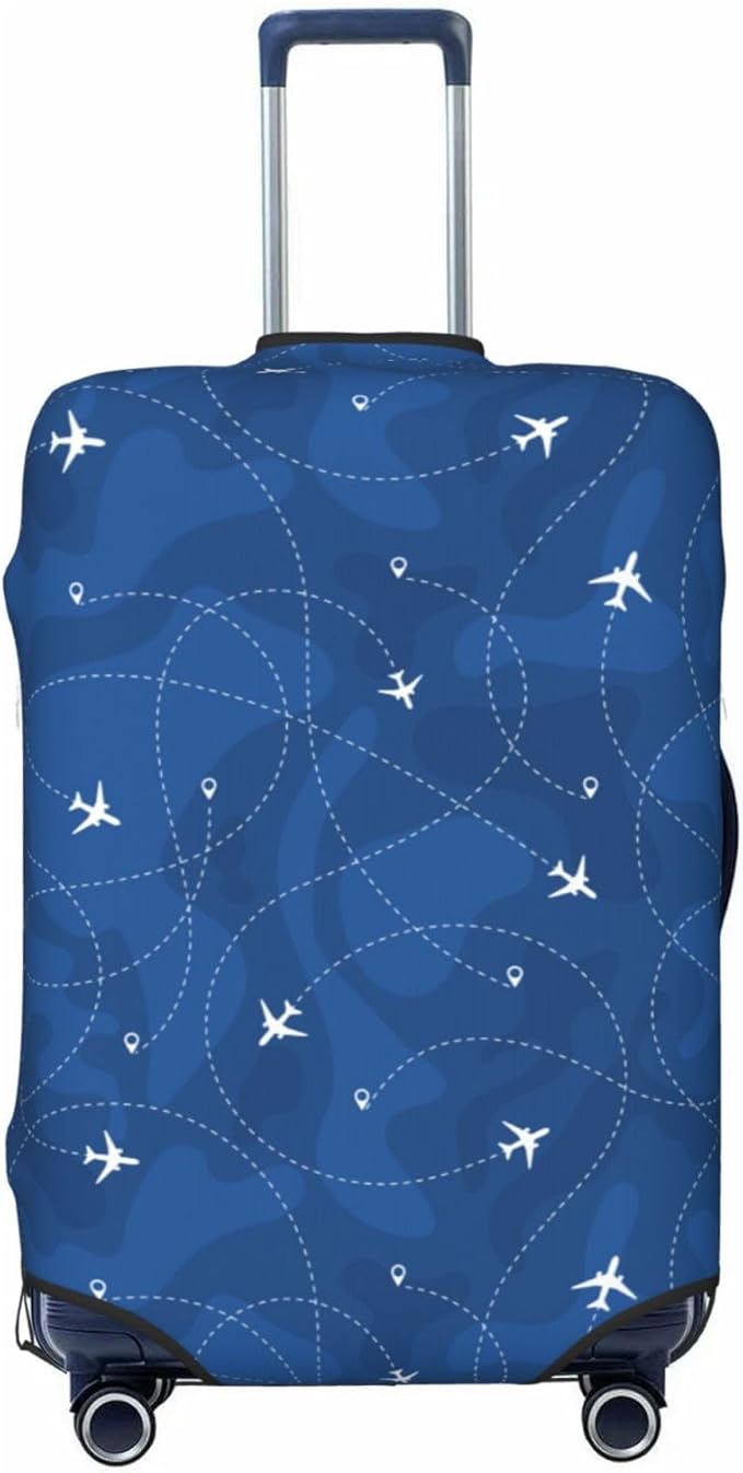 Travel Luggage Cover with Airplane & Route Pattern, Suitcase Protector For Travel (Fits 18-21 Inch Luggage)
