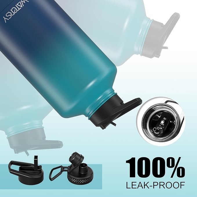 87oz Insulated Water Bottle (Cold for 48 Hrs),BPA Free&Leak Proof,1.5 Gallon Stainless Steel Water Flask,Water Jug with Straw Spout Lids for Gym,Hiking,Camping,Gradient Blue