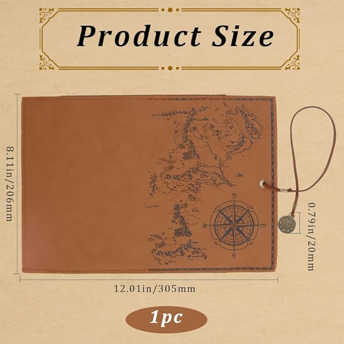 GORGECRAFT PU Leather Pencil Bag Strap Vintage Treasure Map Compass Cover Rollup Storage Organizer Retro Portable Stationery Pouch Pen Bag Wrap Roll Case Holder for Artist Drawing Makeup Light Camel