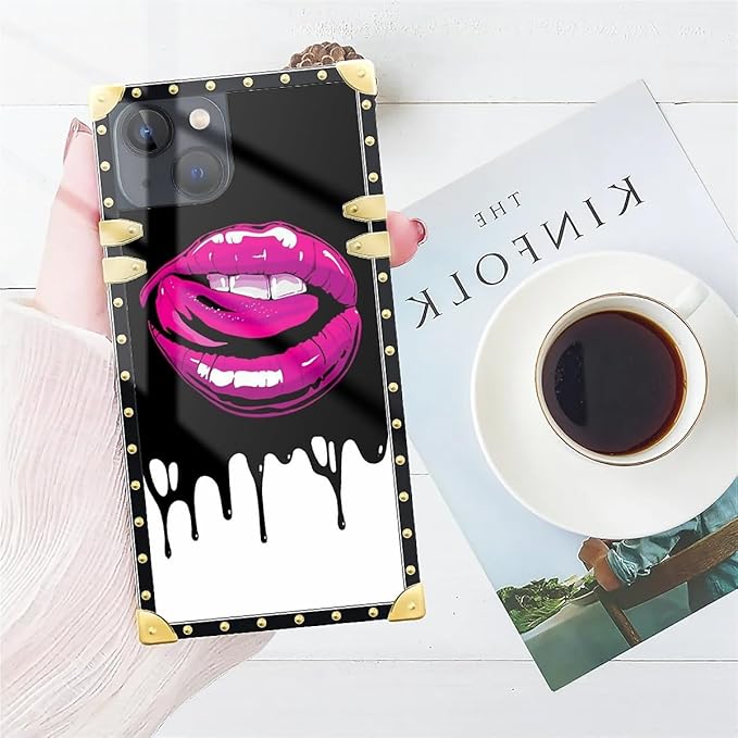 Compatible with iPhone 13 Case, Black White Red Slap Sexy Luxury Golden Decoration for Girl Women Soft TPU Shockproof Protective Hard PC Back for iPhone 13