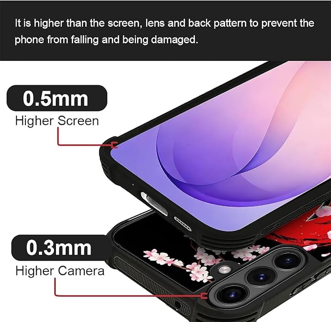 for Samsung Galaxy S26 Plus Case,Graphic Design for Girl Boy Soft Silicone Hard Acrylic Shock Protection Designed for Samsung Galaxy S26 Plus Sakura Japanese Samurai Pattern