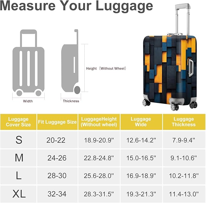 ANNA QUEEN Dark Geometric Wood Luggage Cover, Modern Abstract Suitcase Protector for 24-26 Inch Bags