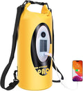 FELICON Solar/Battery Powered Multi-Functional Backpack with Bluetooth Speaker,IP66 Waterproof Dry Bag,Heavy Duty Roll Top Closure,Large Capacity Bag for Camping,Hiking,Traveling (Yellow 20L)
