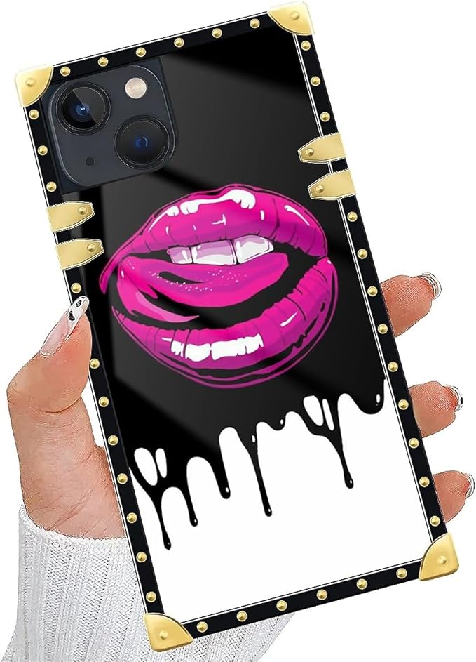 Compatible with iPhone 13 Case, Black White Red Slap Sexy Luxury Golden Decoration for Girl Women Soft TPU Shockproof Protective Hard PC Back for iPhone 13