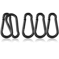 5 Pack 3.9" Heavy Duty Carabiner Clips, M10 Black Galvanized Steel Spring Snap Hooks, Rust-Resistant Keychain Clips for Hammock, Camping, Hiking, Fishing, Swing Set