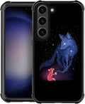 for Samsung Galaxy S23 Case, Galaxy Fox Wolf Pattern Graphic Design Girl Boy Soft Silicone Hard Acrylic Shock Protection for Samsung Galaxy S23