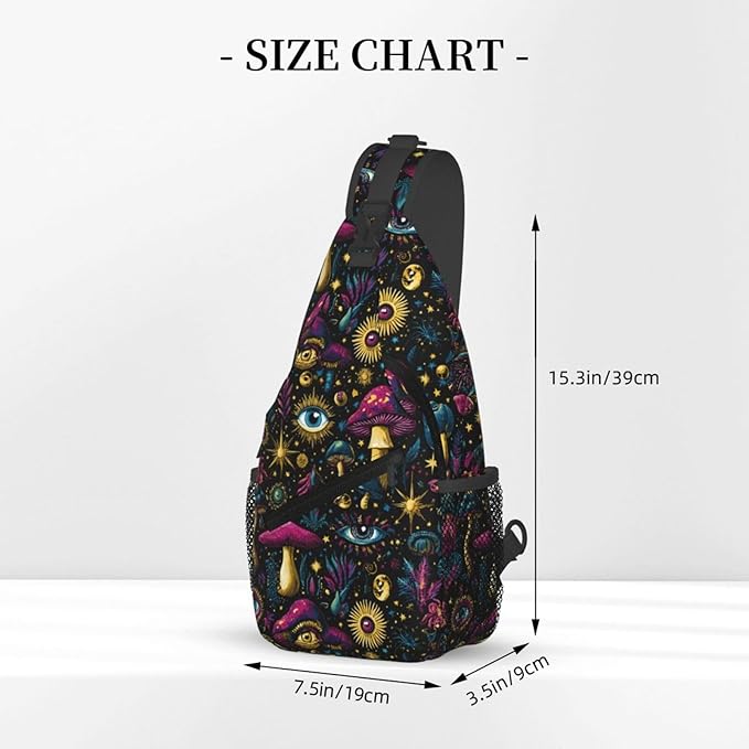 Psychadelic Trippy Art Sling Bag Crossbody Travel Hiking Chest Backpack Shoulder Daypack For Women Men