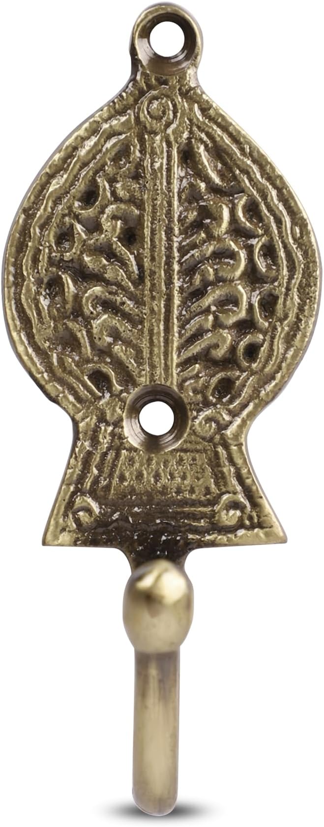 FAPBADRI Multipurpose Hooks, Used to Hang Clothes, Bags, Coats, Curtain Hold Backs, Keys, Colour - Antique Gold, Material - Brass, Retro Design, Screws and Wallplugs Included, Pack of 4 Pieces