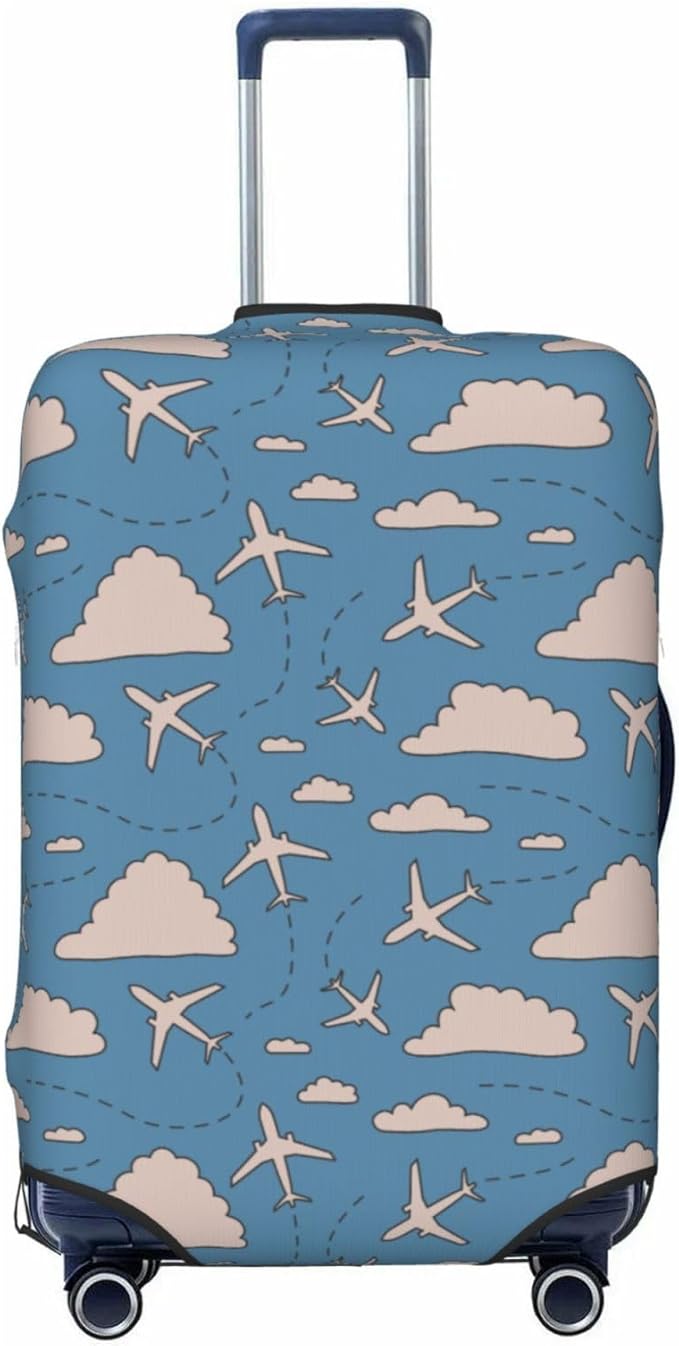 Airplane and Cloud Print Elastic Luggage Cover, Suitcase Protector For Travel (Fits 29-32 Inch Luggage)