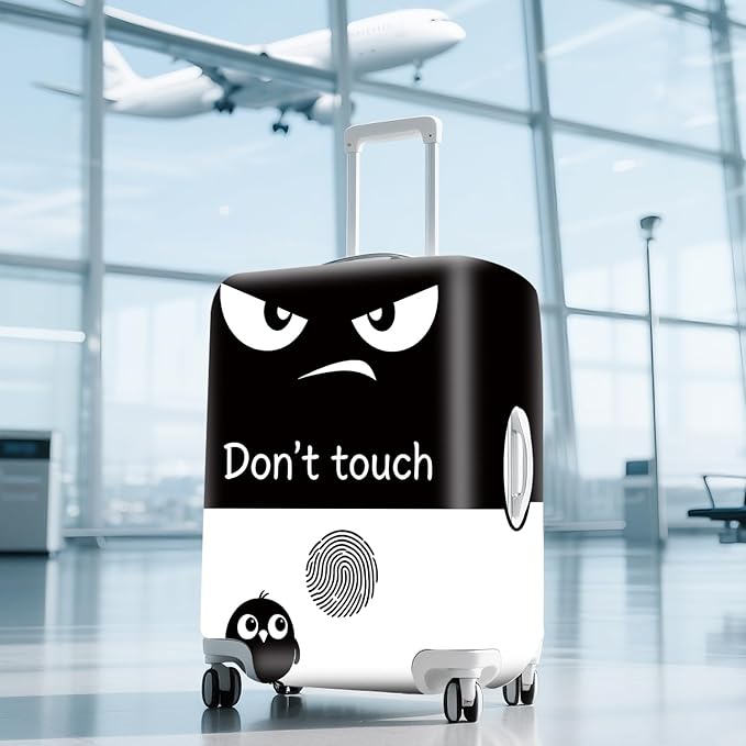 ANNA QUEEN Funny Don't Touch Luggage Cover,Stretchable Suitcase Protector Sleeve,Fit for 32-34 Inch Checked Baggage,Water Resistant Durable Luggage Protector