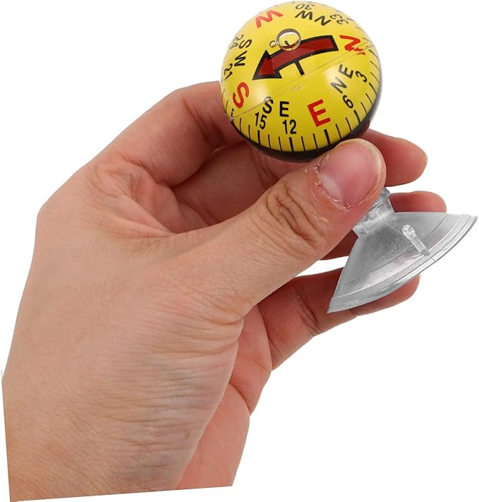 Car Guide Ball Compass with Strong Suction Cup 2.83In Portable Vehicle Compass for Automotive Interior Navigation and Outdoor Use
