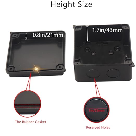 Project Box IP65 Waterproof Dustproof Junction Boxes ABS Plastic DIY Electronic Case, Indoor & Outdoor Electrical Box Power Cord Enclosure Black 100x100x70mm