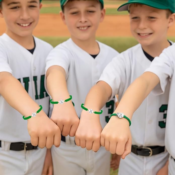 Sportybella - Baseball Bracelet, Baseball Jewelry, Adjustable Braided Baseball Bracelet, Baseball Gifts, Baseball Accessories