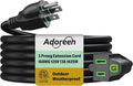 Adoreen Outdoor Power Extension Cord 15 Ft, 3 Prong 16 AWG Grounded Wire Heavy Duty Weatherproof Electric Cable for Indoor Christmas Light Lamp, 13A 125V 1625W, SJTW-ETL- Black with Green