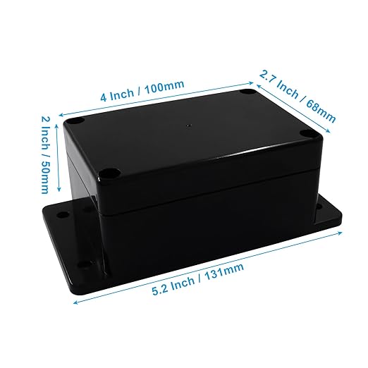 1 Pack Junction Box, 4 x 2.7 x 2 Inch IP65 Waterproof Project Box, ABS Plastic Electrical Project Case Power Junction Box with Fixed Ear for Outdoor (Black, 100 x 68 x 50 mm)