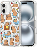 MOSNOVO for iPhone 16 Case, Shockproof Military-Grade Protection 6.6ft Drop Tested, Clear Phone Case for iPhone 16, Capybara Land Design