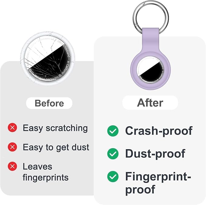 Linsaner Case for AirTag 2nd Gen (2026) & 1st Gen, Silicone Holder Keychain Key Ring, Protective Cover for Apple for Air Tags, GPS Finder Accessories for Bags, Pets, Kids, Luggage, Lilac