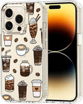 MOSNOVO Case for iPhone 14 Pro, [Buffertech 6.6ft Military-Grade Drop Protection] [Anti Peel Off Tech] Clear TPU Bumper Phone Case Cover Design - Coffee