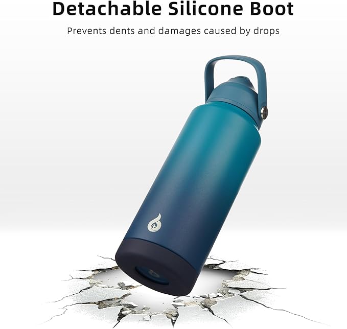 BJPKPK Insulated Water Bottle with Straw Lid, 18oz Thermo Water Bottles with Soft Nozzle, Flex Handle & Non-slip Boot, BPA Free Leak Proof Stainless Steel Metal Thermo, Tumblers, Cups,Vast
