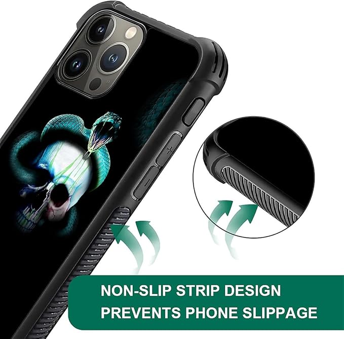 for iPhone 16 Pro Max Case, Skeleton Winding Snake Pattern Graphic Design Girl Boy Soft Silicone Hard Acrylic Shock Protection for iPhone 16 Pro Max