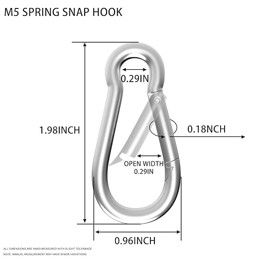 Carabiner, Heavy Duty Galvanized Steel Spring Snap Hook Carabiner Clips with 220LBS Holding Capacity, Ideal for Outdoor, Hammock, Swing and Travel (M5 2Inch, 15PCS)