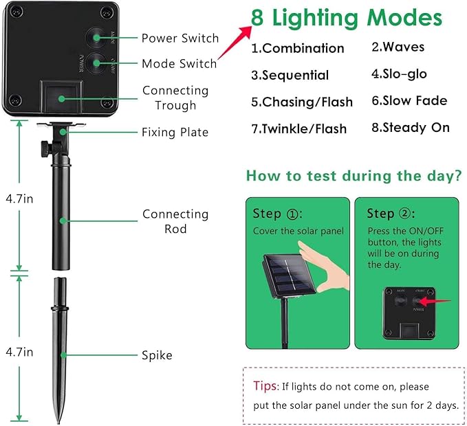 4 Pack Solar String Lights for Outside, 170 FT Total 480 LED Solar Chrismas Lights Outdoor with 8 Modes & Memory Function, Waterproof Twinkle Light for Xmas Tree Yard Party Decorations (Multicolor)