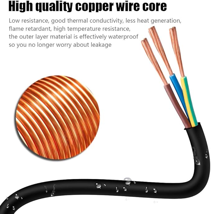 10FT 12/3 Outdoor Extension Cord, Heavy Duty 3-Outlet SJTW Indoor/Outdoor Three-Prong Power-Cord 12-Gauge Grounded 15-Amp 1875 Watts
