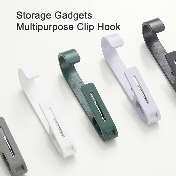 Multipurpose Hook Clips, 12Pcs Clothes Pins, Strong Large Plastic Clothes Clip Hanger, S Hooks for Shower Curtain