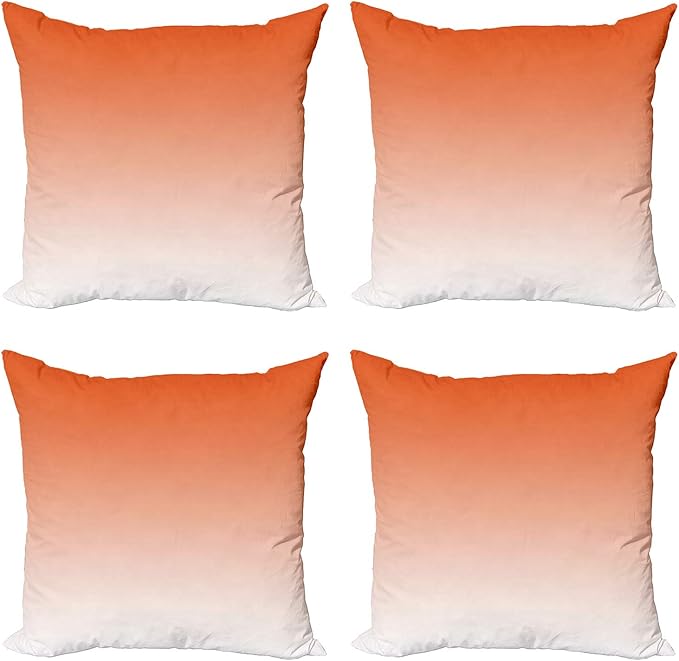 Ambesonne Ombre Decorative Throw Pillow Case Pack of 4, Scorching Sunset in The Hot Desert Inspired Dusk Orange Ombre Digital Art Design Print, Cushion Cover for Couch Living Room Car, 24", Orange