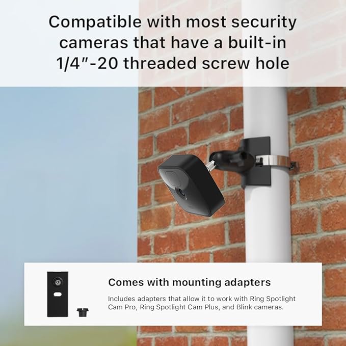 Holicfun No-Drill Outdoor Security Camera Pole Mount, Universally Compatible with Ring, Blink, Eufy, Wyze, Arlo, Google Nest, Simplisafe Cameras, and More - White