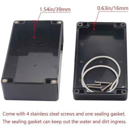 Project Box IP65 Waterproof Junction Box ABS Plastic Black Electrical Boxes DIY Electronic Project Case Power Enclosure 6.22x3.54x2.36 inch (158 x 90 x60 mm)