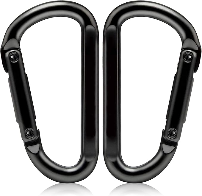 EZYA Heavy Duty Carabiner Clips, 860lbs - 3" Iron Carabiners for Keys, Gym, Camping, Hiking Accessories - D-Ring Keychain Hooks for Hammocks, Backpacks, Outdoor Gear