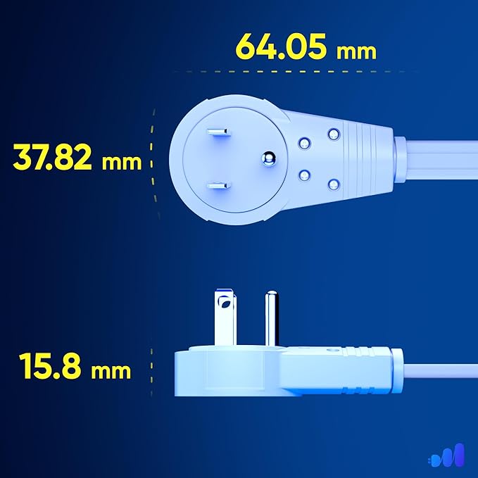 Maximm Cable 35 Ft 360° Rotating Flat Plug Extension Cord, 16/3 AWG Multi 3 Outlet 3-Prong Grounded Wire- White - UL Certified