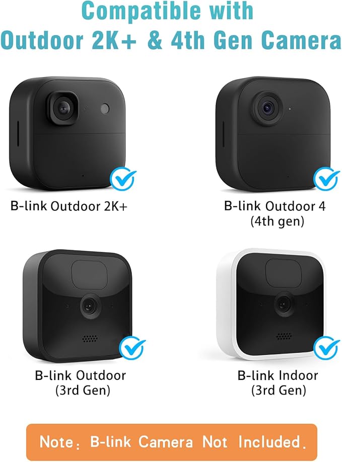 Wall Mount for Blink Outdoor Cameras , 3 Pack Weatherproof Housing, 360 Degrees Adjustable Bracket with Sync Module Core Mount for Blink Outdoor 2K+, 4th & 3rd Gen Cam, White (Camera is Not Included)