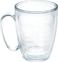 Tervis Clear & Colorful Tabletop Made in USA Double Walled Insulated Tumbler Travel Cup Keeps Drinks Cold & Hot, 16oz Mug, Clear