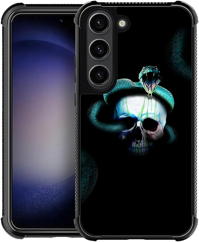 for Samsung Galaxy S23 Case, Skeleton Winding Snake Pattern Graphic Design Girl Boy Soft Silicone Hard Acrylic Shock Protection for Samsung Galaxy S23