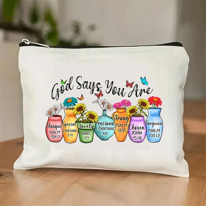 God Says You Are - Cosmetic Bag Makeup Bags Cute Travel Bag For Women, Travel Essential Lightweight Makeup Organizer, Versatile Coin Purse (F0074)