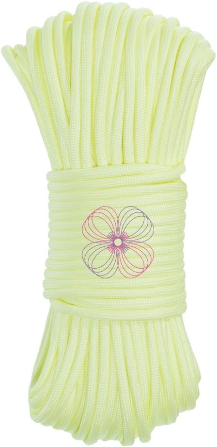Craft County Glow in The Dark Zesty 21 Strand Luminous 550 Paracord – for DIY Bracelets, Lanyards, and Jewelry (Yellow, 100 Feet)