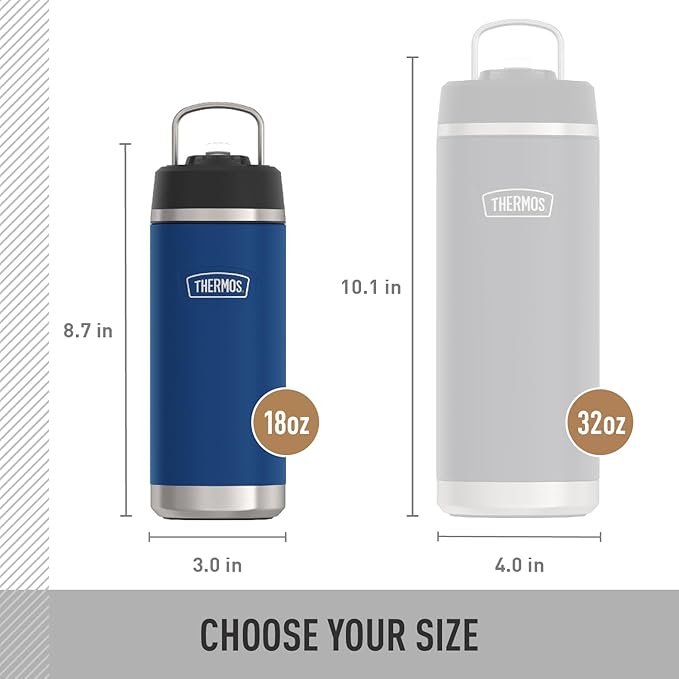 THERMOS ICON SERIES, Insulated Water Bottle with Straw Lid - 18 Ounce, Hot Pink - Stainless Steel Vacuum Insulated Water Bottle with Straw Lid