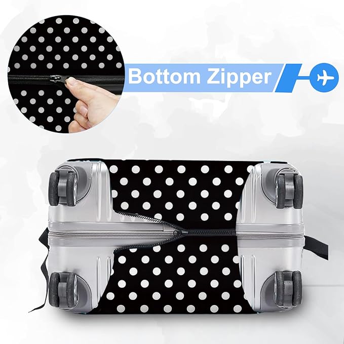 ANNA QUEEN Vintage Polka Dot Rose Travel Luggage Cover -Stretchable Airplane Suitcase Protector Sleeve,Universal Washable Fit for 28-30 Inch Checked Baggage,Water Resistant Durable Luggage Protector