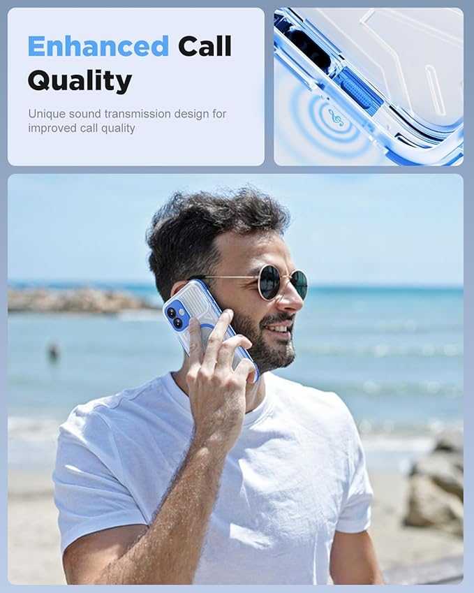 for iPhone 16 Waterproof Case with Magsafe, Built-in [Camera & Screen Protector] [Lanyard], IP68 Water Proof Full Body Dustproof Heavy Duty Frosted Protective Phone Cover, 6.1" Blue
