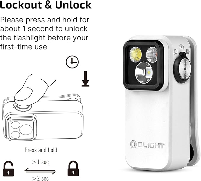 OLIGHT Oclip Pro EDC Flashlight Clip-on Light, Rechargeable 500 Lumens with Three Lighting Solutions Type-C Charging, Magnetic Flash Lights for Signaling, Cycling, Outdoor or Indoor Use(White)