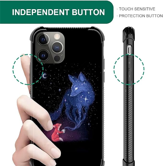 for iPhone 11 Pro Max Case, Galaxy Fox Wolf Pattern Graphic Design Girl Boy Soft Silicone Hard Acrylic Shock Protection for iPhone 11 Pro Max