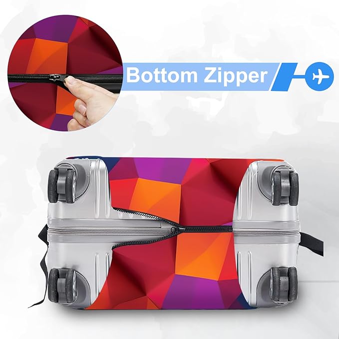 Don't Touch Me Funny Travel Luggage Cover-Neon Geometric Stretchable Airplane Suitcase Protector Sleeve,Universal Washable Fit for 32-34 Inch Checked Baggage,Water Resistant Durable Luggage Protector