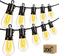 Outdoor Patio String Lights 200ft: S14 LED Shatterproof Bulbs 3 Modes Button Control - Waterproof Connectable Hanging Lights - Garden Backyard Yard Gazebo Porch Party Decorative